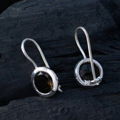 Smoky-Quartz-Spanish-Charlotte-Solitaire-Dangle-Brown-Silver-Earring