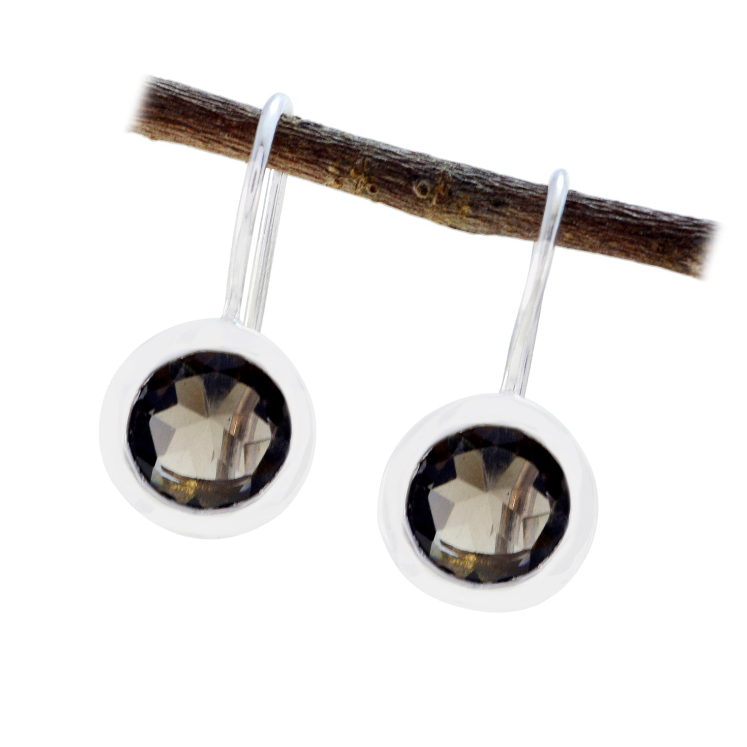 Smoky-Quartz-Spanish-Charlotte-Solitaire-Dangle-Brown-Silver-Earring