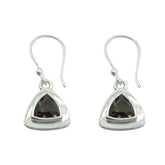 Smoky-Quartz-Turkish-Xiu-Solitaire-Dangle-Brown-925-Silver-Earring
