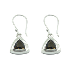 Smoky-Quartz-Turkish-Xiu-Solitaire-Dangle-Brown-925-Silver-Earring