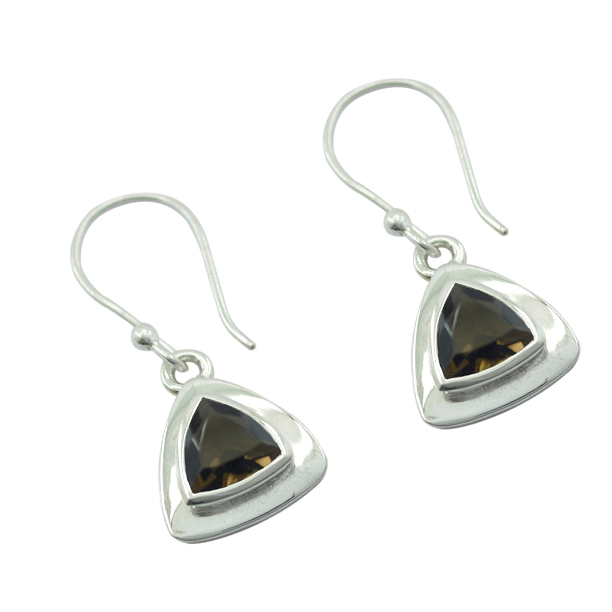 Smoky-Quartz-Turkish-Xiu-Solitaire-Dangle-Brown-925-Silver-Earring