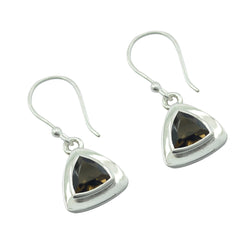 Smoky-Quartz-Turkish-Xiu-Solitaire-Dangle-Brown-925-Silver-Earring