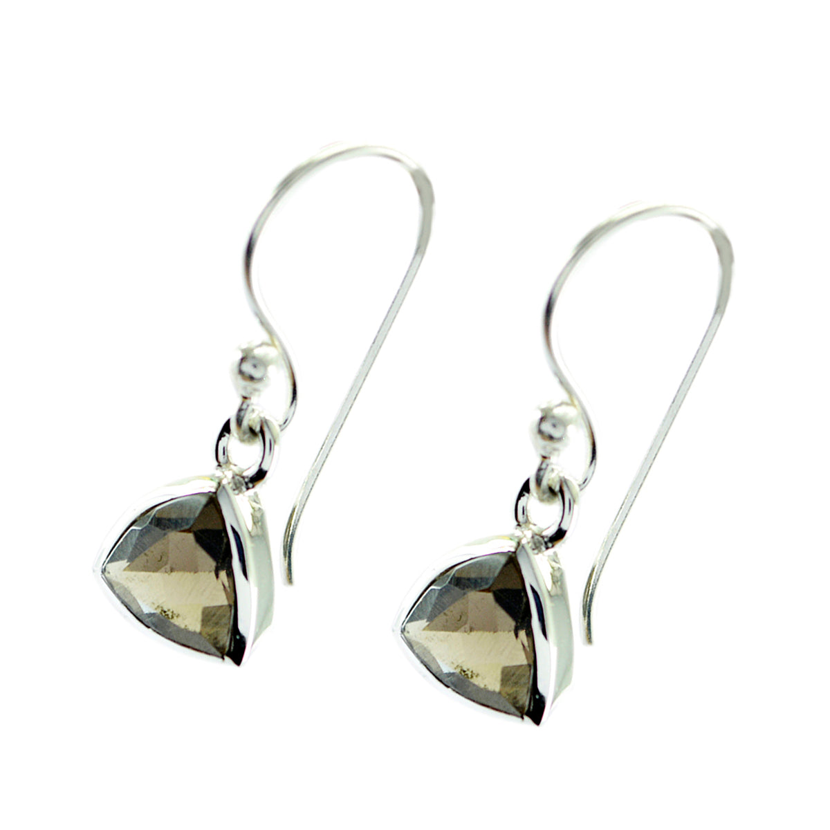 Smoky-Quartz-Mexican-Yuki-Solitaire-Dangle-Brown-925-Silver-Earring