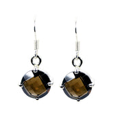 Smoky-Quartz-American-Ha-eun-Solitaire-Dangle-Brown-925-Silver-Earring