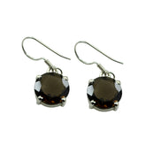 Smoky-Quartz-Japanese-Haruka-Solitaire-Dangle-Brown-925-Sterling-Silver-Earring