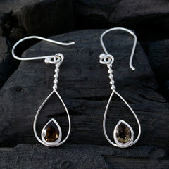 Smoky-Quartz-Japanese-Carla-Solitaire-Dangle-Brown-92.5-Silver-Earring