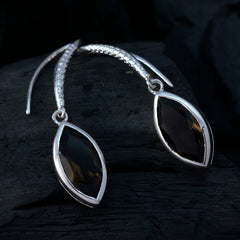 Smoky-Quartz-French-Fernanda-Solitaire-Dangle-Brown-92.5-Silver-Earring