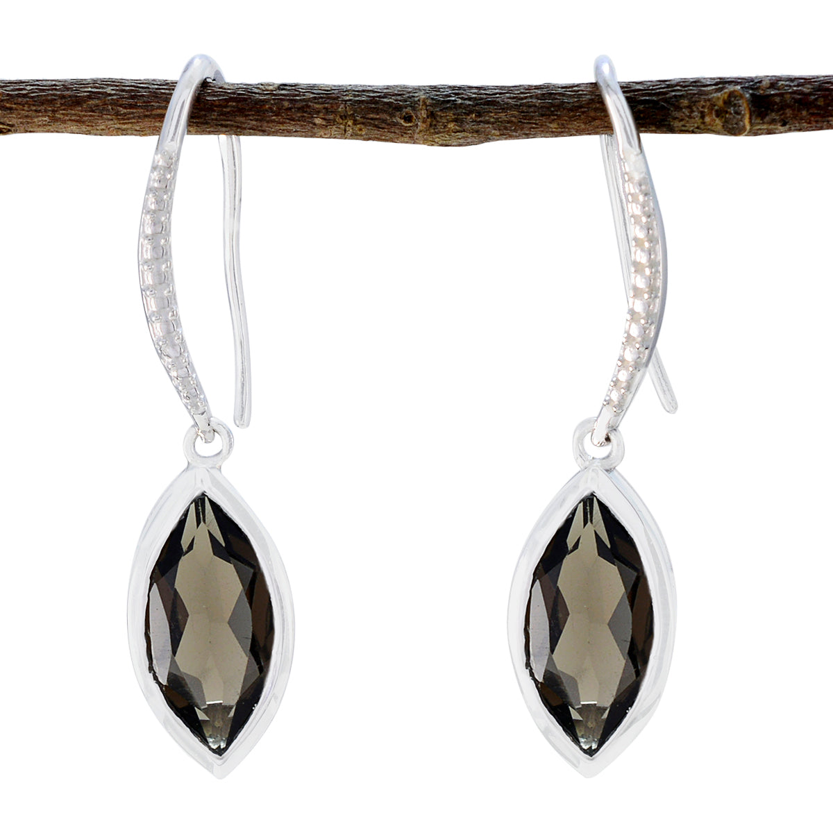 Smoky-Quartz-French-Fernanda-Solitaire-Dangle-Brown-92.5-Silver-Earring