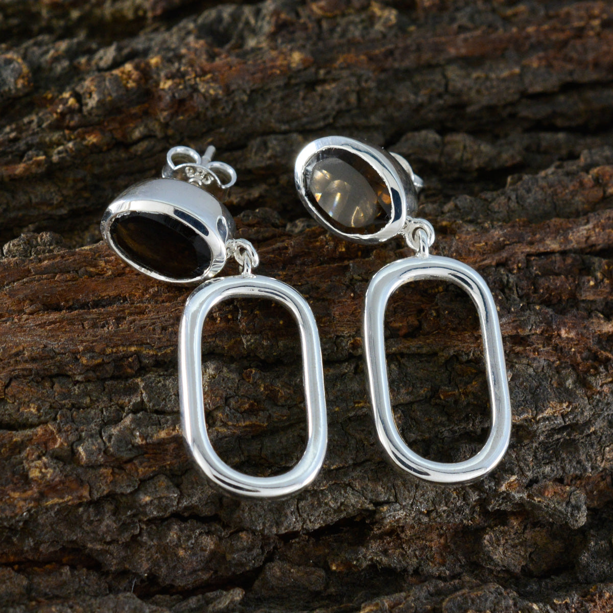 Smoky-Quartz-Egyptian-Ivana-Solitaire-Stud-Brown-Sterling-Silver-Earring