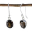 Smoky-Quartz-American-Joaquina-Solitaire-Dangle-Brown-925-Sterling-Silver-Earring