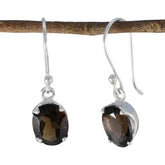Smoky-Quartz-American-Joaquina-Solitaire-Dangle-Brown-925-Sterling-Silver-Earring