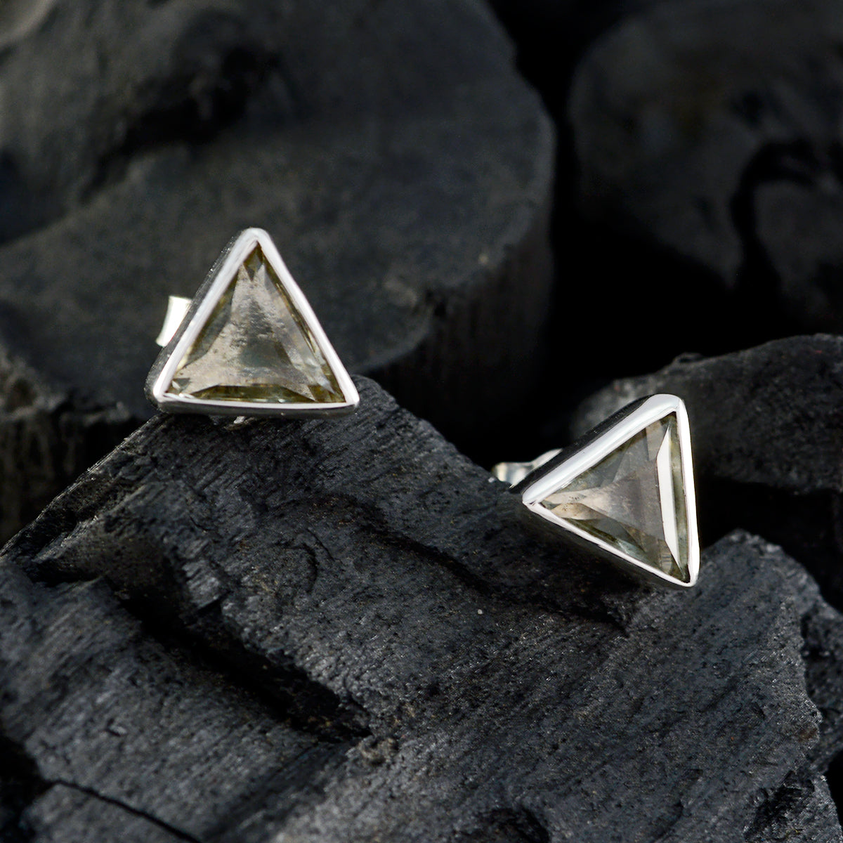 Smoky-Quartz-Middle-Eastern-Lourdes-Solitaire-Stud-Brown-Silver-Earring