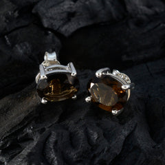 Smoky-Quartz-Japanese-Camila-Solitaire-Stud-Brown-Sterling-Silver-Earring