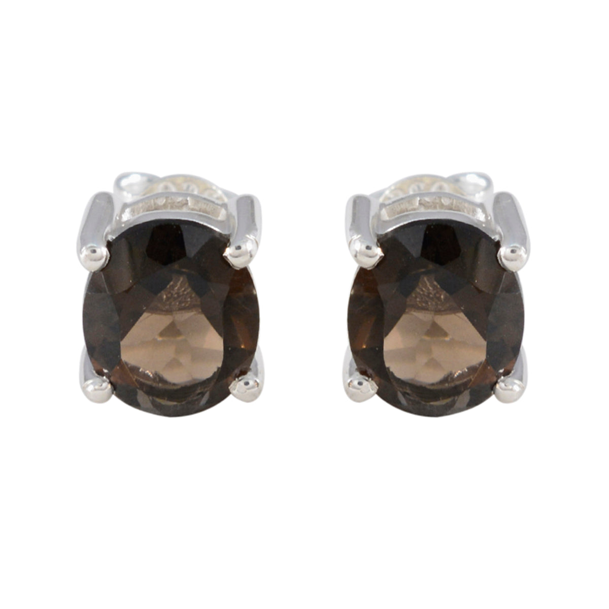 Smoky-Quartz-Japanese-Camila-Solitaire-Stud-Brown-Sterling-Silver-Earring