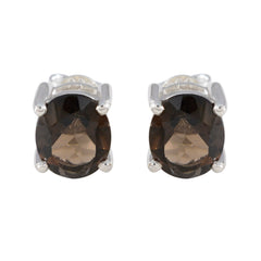 Smoky-Quartz-Japanese-Camila-Solitaire-Stud-Brown-Sterling-Silver-Earring