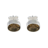 Smoky-Quartz-Egyptian-Camila-Solitaire-Stud-Brown-925-Silver-Earring