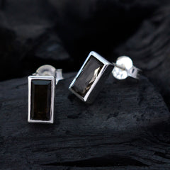 Smoky-Quartz-Australian-Joaquina-Solitaire-Stud-Brown-Silver-Earring