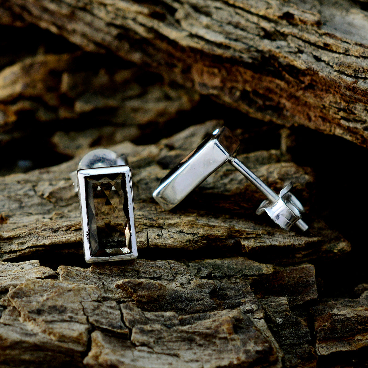 Smoky-Quartz-Australian-Joaquina-Solitaire-Stud-Brown-Silver-Earring