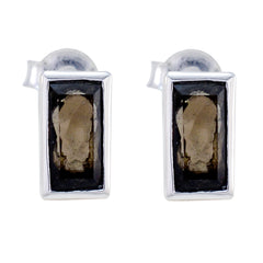 Smoky-Quartz-Australian-Joaquina-Solitaire-Stud-Brown-Silver-Earring