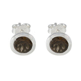 Smoky-Quartz-German-Ayaka-Solitaire-Stud-Brown-925-Silver-Earring