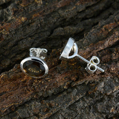 Smoky-Quartz-Russian-Nari-Solitaire-Stud-Brown-Sterling-Silver-Earring