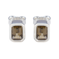 Smoky-Quartz-Spanish-Nayara-Solitaire-Stud-Brown-Sterling-Silver-Earring