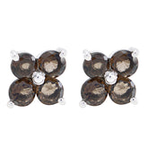 Smoky-Quartz-American-Mariana-multiple-Stud-Brown-925-Sterling-Silver-Earring