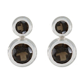 Smoky-Quartz-Mexican-Emily-Toi-et-Moi-Stud-Brown-92.5-Silver-Earring