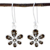 Smoky-Quartz-Russian-Min-seo-multiple-Dangle-Brown-925-Silver-Earring