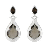 Smoky-Quartz-Turkish-Isabelle-Toi-et-Moi-Stud-Brown-925-Sterling-Silver-Earring