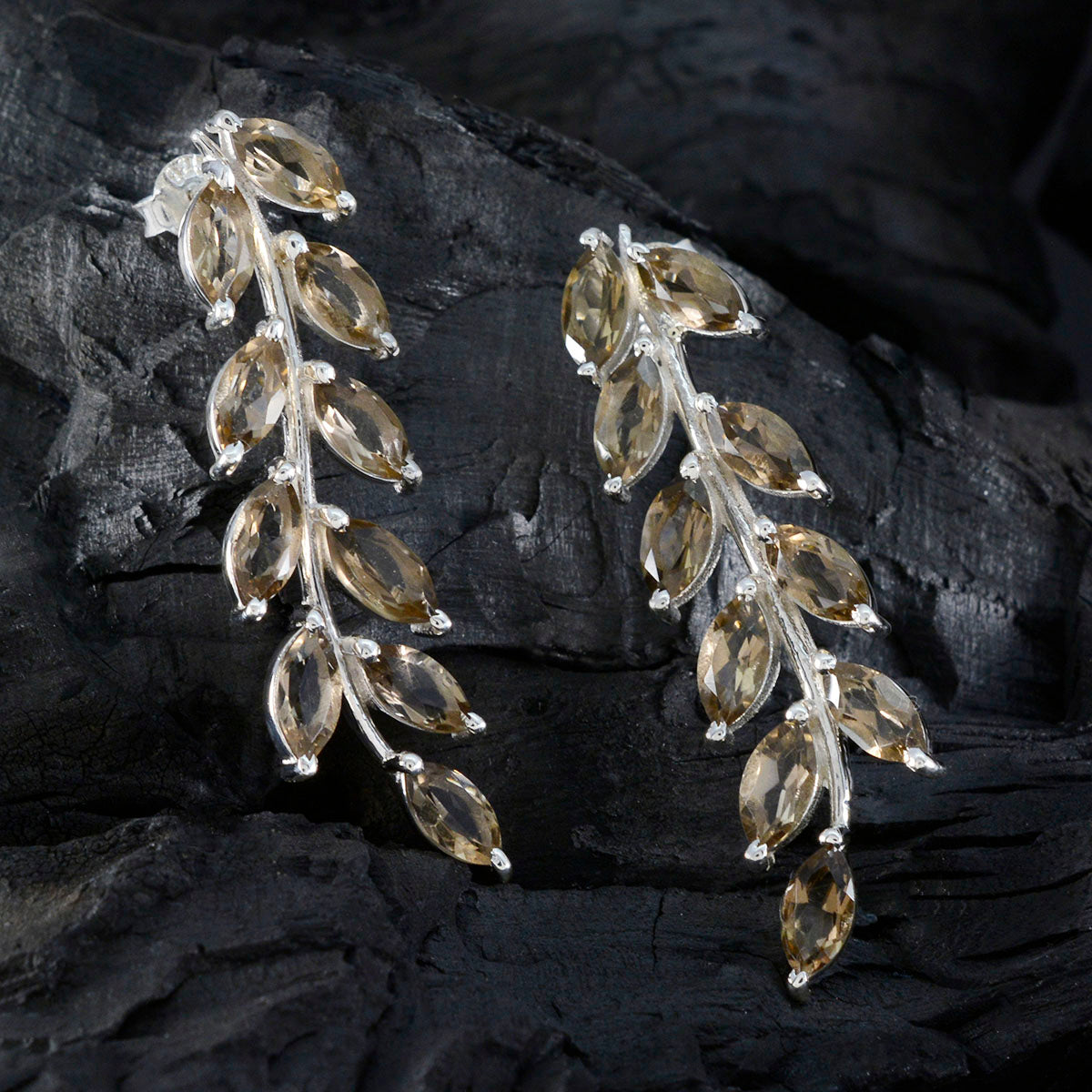 Smoky-Quartz-Italian-Noelia-multiple-Stud-Brown-92.5-Silver-Earring