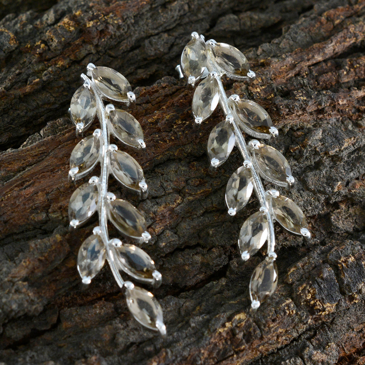 Smoky-Quartz-Italian-Noelia-multiple-Stud-Brown-92.5-Silver-Earring