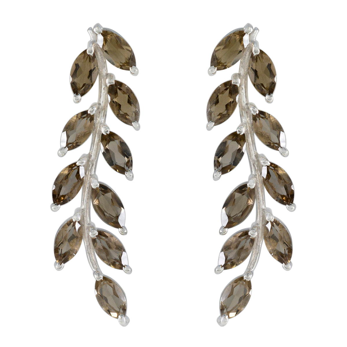 Smoky-Quartz-Italian-Noelia-multiple-Stud-Brown-92.5-Silver-Earring