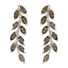 Smoky-Quartz-Italian-Noelia-multiple-Stud-Brown-92.5-Silver-Earring