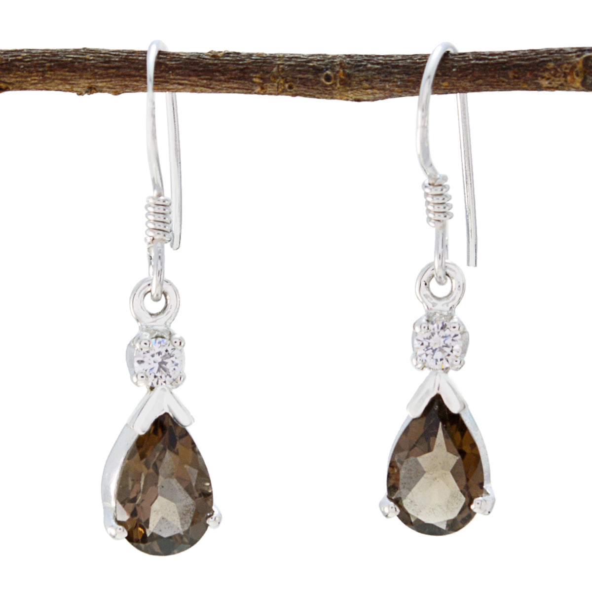 Smoky-Quartz-American-Paula-multiple-Dangle-Brown-92.5-Silver-Earring