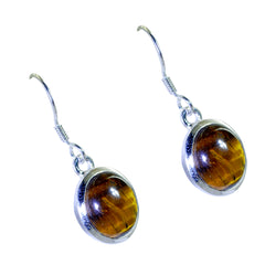 Tiger-Eye-German-Abigail-Solitaire-Dangle-Brown-Silver-Earring