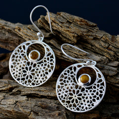 Tiger-Eye-Russian-Agnes-Solitaire-Dangle-Brown-92.5-Silver-Earring