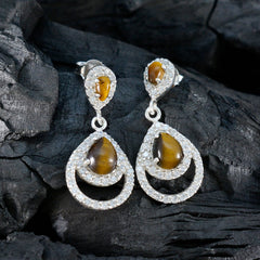 Tiger-Eye-African-Yuki-multiple-Stud-Brown-92.5-Silver-Earring