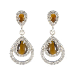 Tiger-Eye-African-Yuki-multiple-Stud-Brown-92.5-Silver-Earring