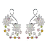 Tourmaline-Indian-Meera-multiple-Dangle-multicolor-92.5-Silver-Earring