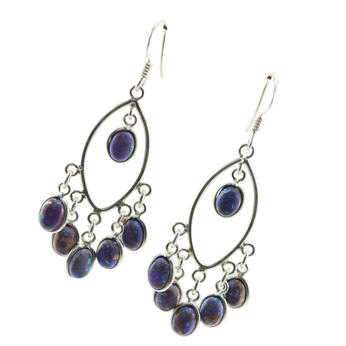 Turquoise-Middle-Eastern-Aurora-multiple-Dangle-Blue-Silver-Earring