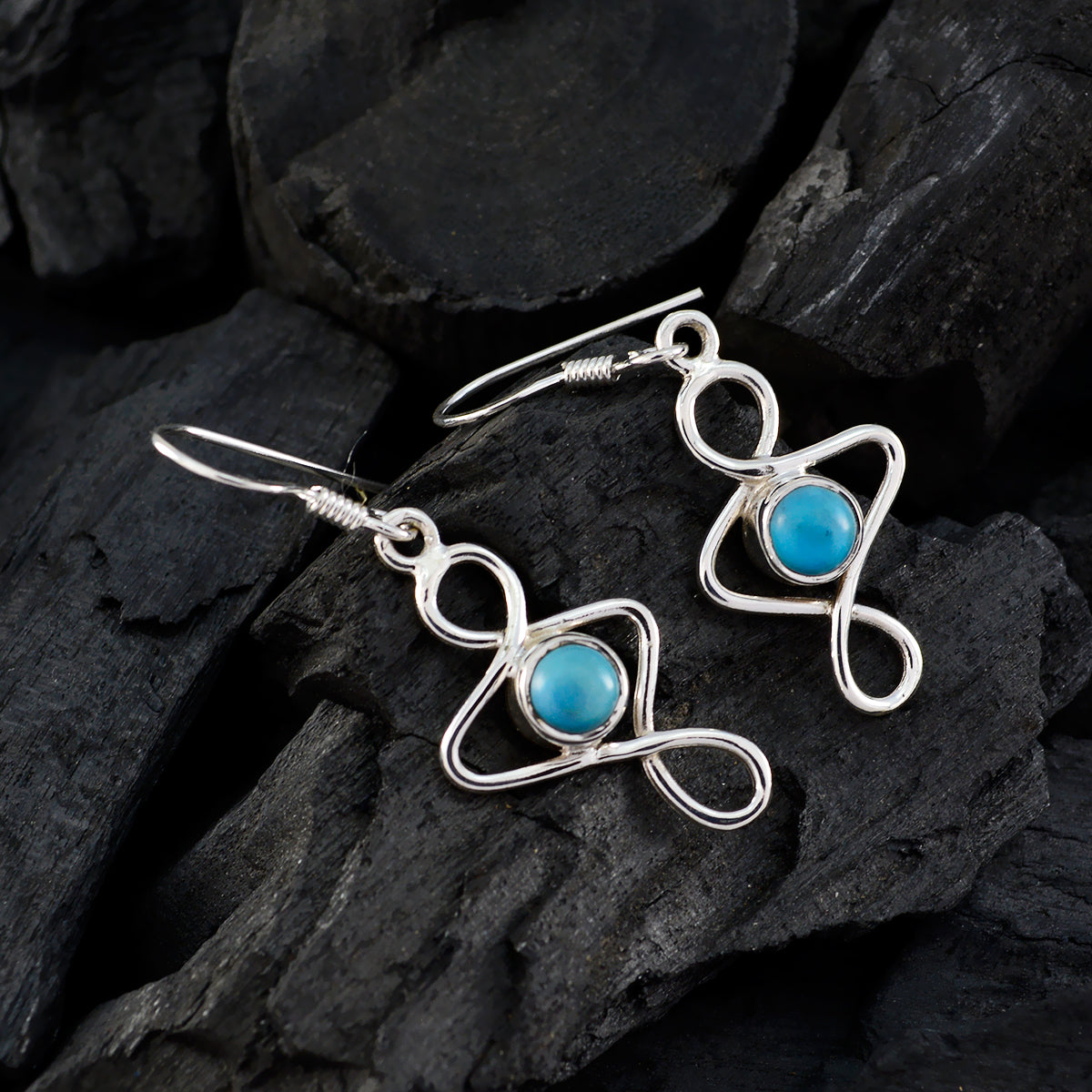 Turquoise-Italian-Ellie-Solitaire-Dangle-Blue-Sterling-Silver-Earring