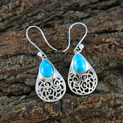 Turquoise-Indian-Lakshmi-multiple-Dangle-Blue-Silver-Earring