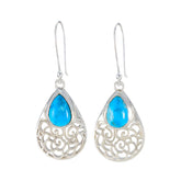 Turquoise-Indian-Lakshmi-multiple-Dangle-Blue-Silver-Earring