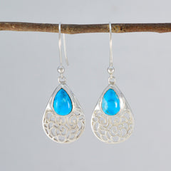 Turquoise-Indian-Lakshmi-multiple-Dangle-Blue-Silver-Earring