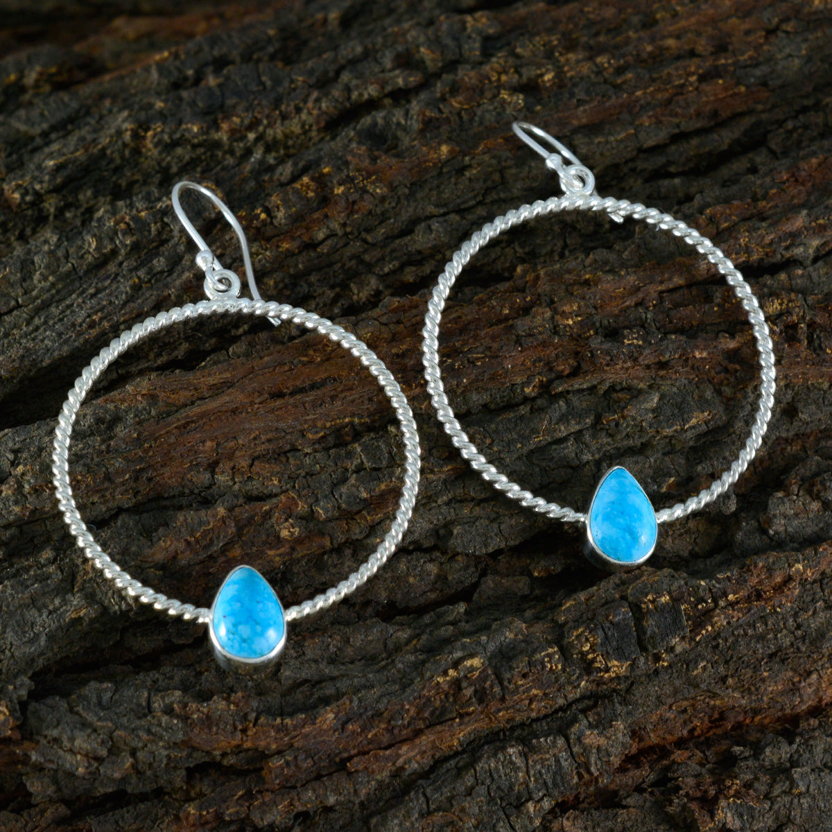 Turquoise-Australian-Wen-Solitaire-Dangle-multicolor-Silver-Earring