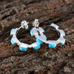 Turquoise-Korean-Autumn-multiple-Stud-Blue-92.5-Silver-Earring