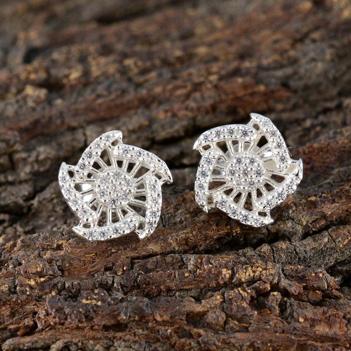 Cubic-Zirconia-American-Micaela-multiple-Stud-White-Silver-Earring