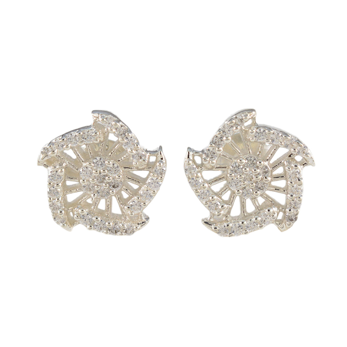 Cubic-Zirconia-American-Micaela-multiple-Stud-White-Silver-Earring