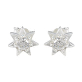 Cubic-Zirconia-American-Clara-Solitaire-Stud-White-925-Silver-Earring